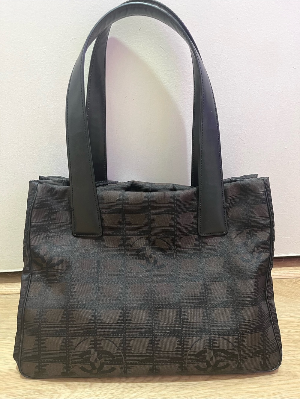 CHANEL Black Jacquard Logo Tote